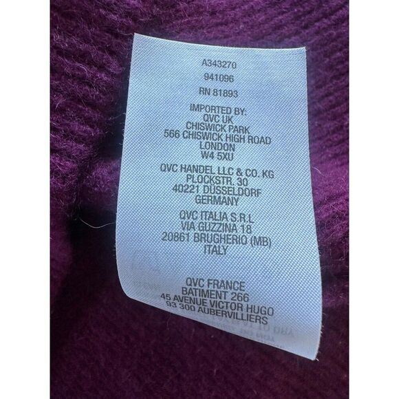 Isaac Mizrahi 2 Ply Cashmere Peplum Sweater Vivid Plum LG - Picture 5 of 8